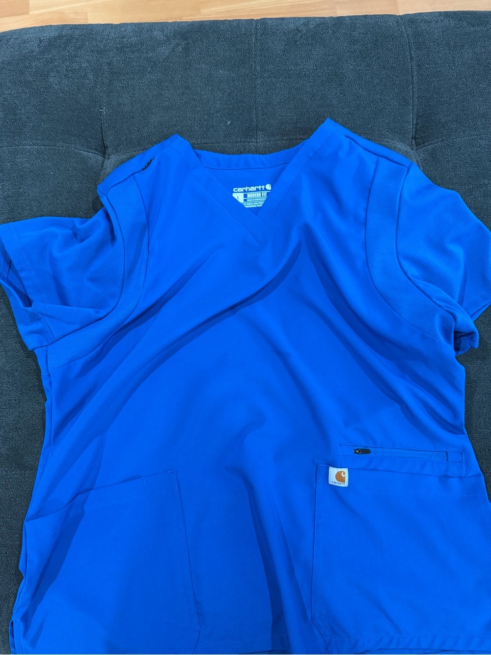 Carhartt Women's V-Neck Scrub Top in Royal Blue